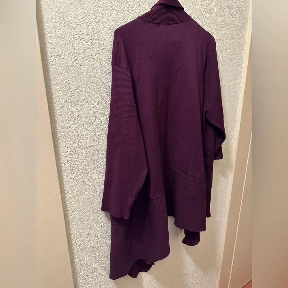 Simply Emma Open Front Cardigan Women Purple Rayon Blend 3/4 Sleeve Size 3X